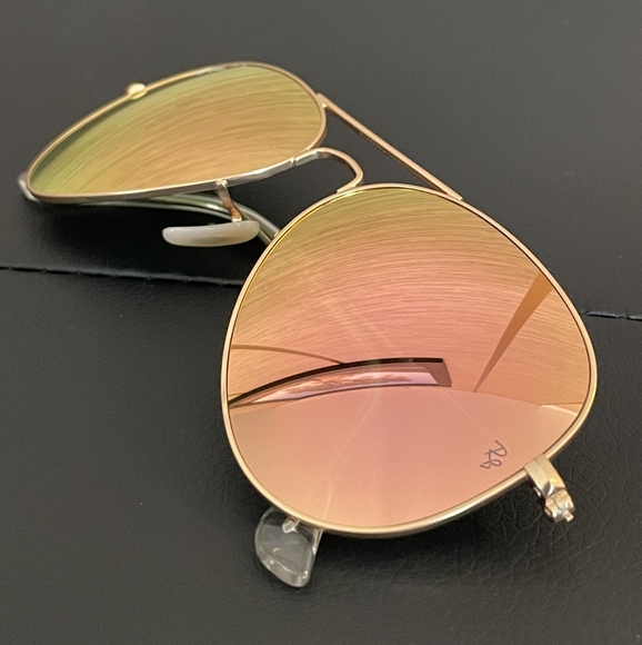 LIKE NEW RayBan Aviator RB3025 Copper Pink Mirror Lens Ray ban Sunglasses - Picture 5 of 16